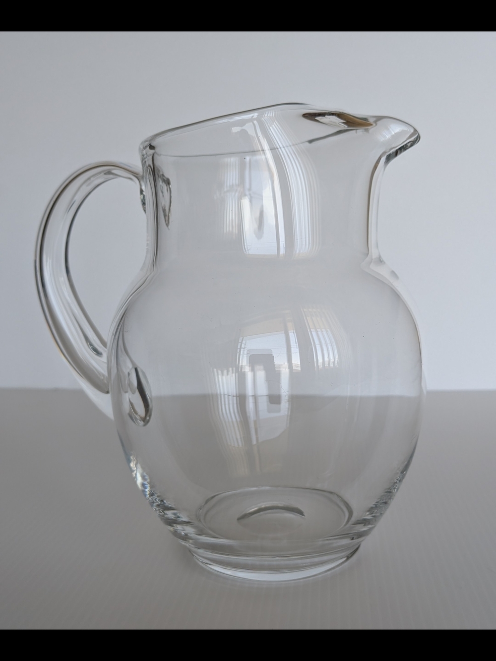 Skruf Sweden Clear Glass Pitcher Signed 2031-1 Scandinavian Modern 7"